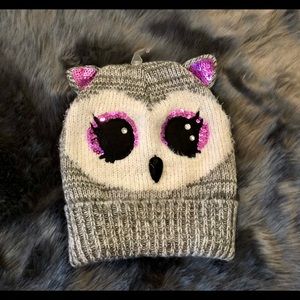 Claire’s Owl Beanie Kids Adults One Size Gray
